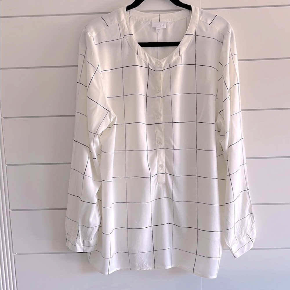 J. Jill Ivory Tunic Top with Dark Blue Stripe